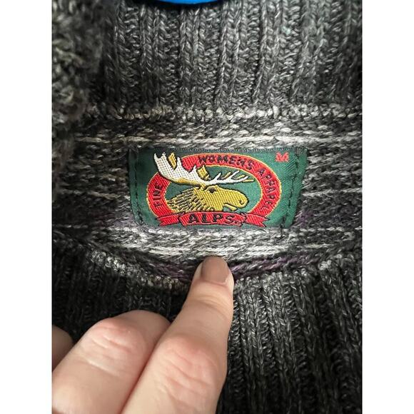 Vintage ALPS Fine Women's Apparel Sweater, Med, Warm, Purple/Green, Turtleneck - Picture 4 of 7